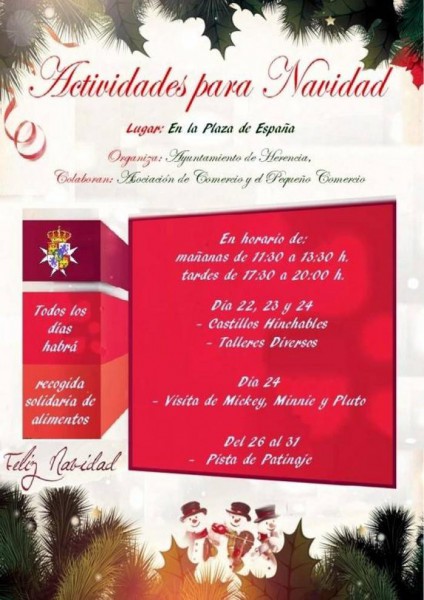 Actividades Navideñas en la plaza de España del 22 al 24 Actividades Navideñas en la plaza de España del 22 al 24